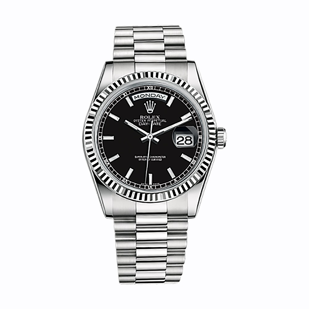 Day-Date 36 118239 White Gold Watch (Black)