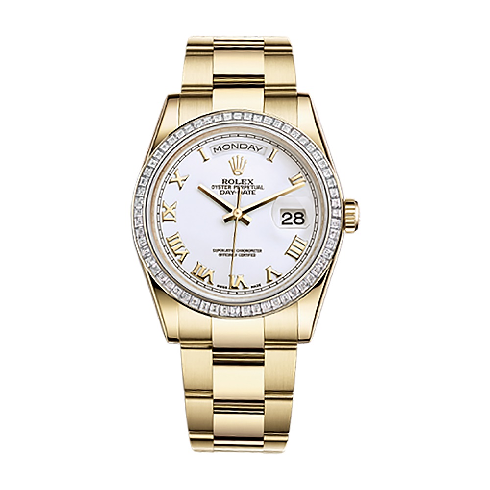 Day-Date 36 118398BR Gold Watch (White)