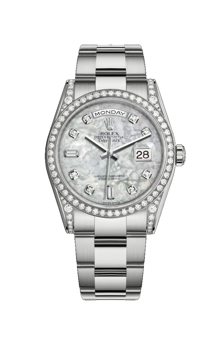 Day-Date 36 118389 White Gold & Diamonds Watch (White Mother-of-Pearl Set with Diamonds)