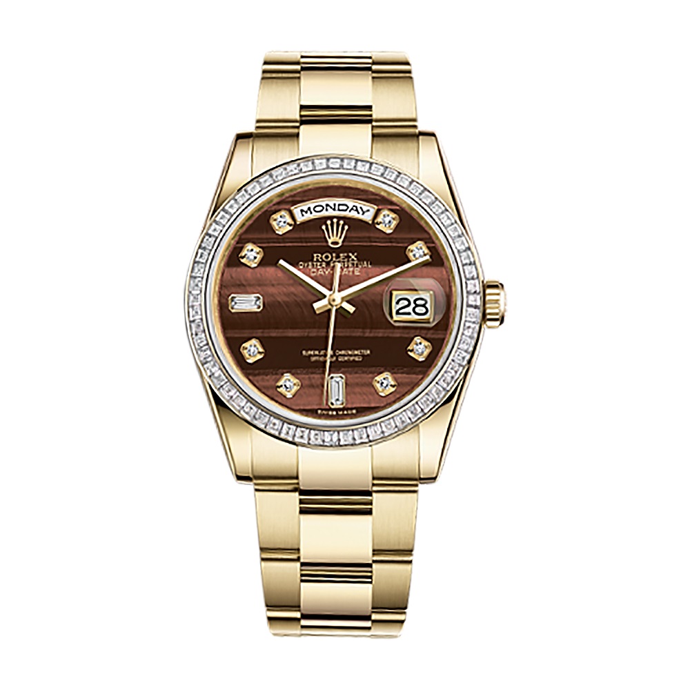 Day-Date 36 118398BR Gold Watch (Bull'S Eye Set with Diamonds)