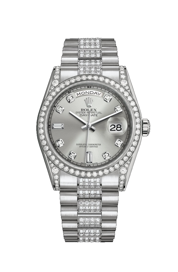Day-Date 36 118389 White Gold & Diamonds Watch (Silver Set with Diamonds)