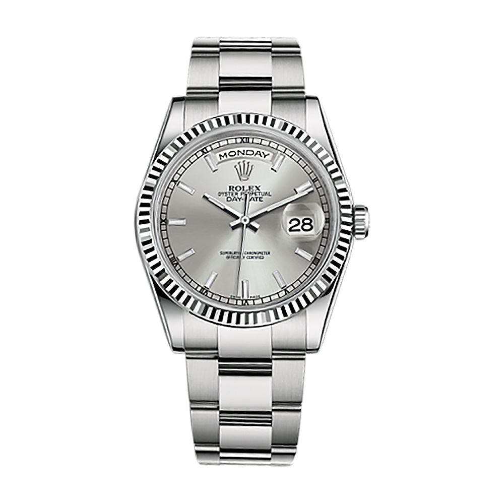 Day-Date 36 118239 White Gold Watch (Silver)