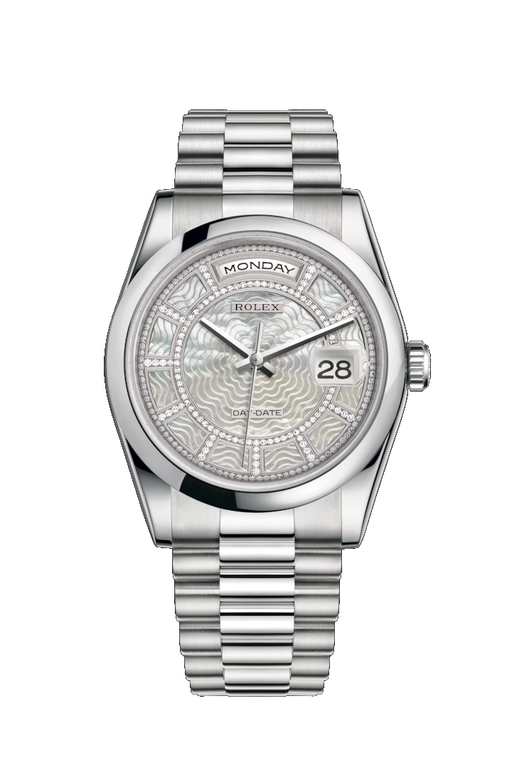 Day-Date 36 118206 Stainless Steel Watch (Carousel of White Mother-Of-Pearl)