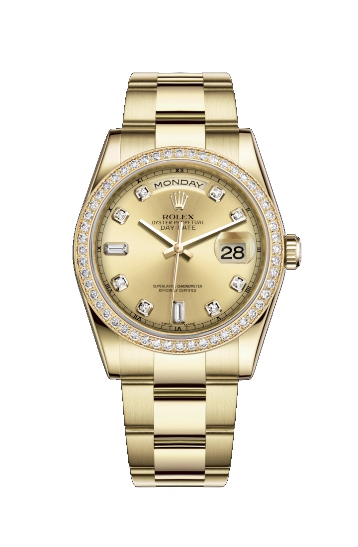 Day-Date 36 118348 Gold Watch (Champagne-Colour Set with Diamonds)