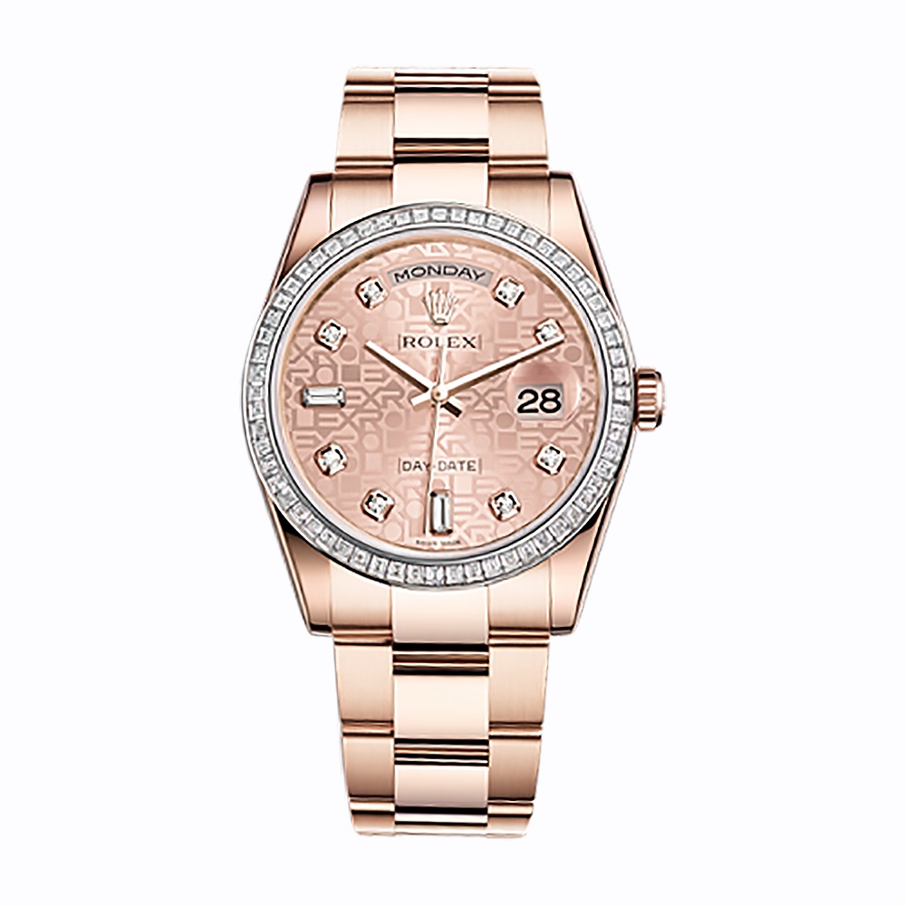 Day-Date 36 118395BR Rose Gold Watch (Pink Jubilee Design Set with Diamonds)