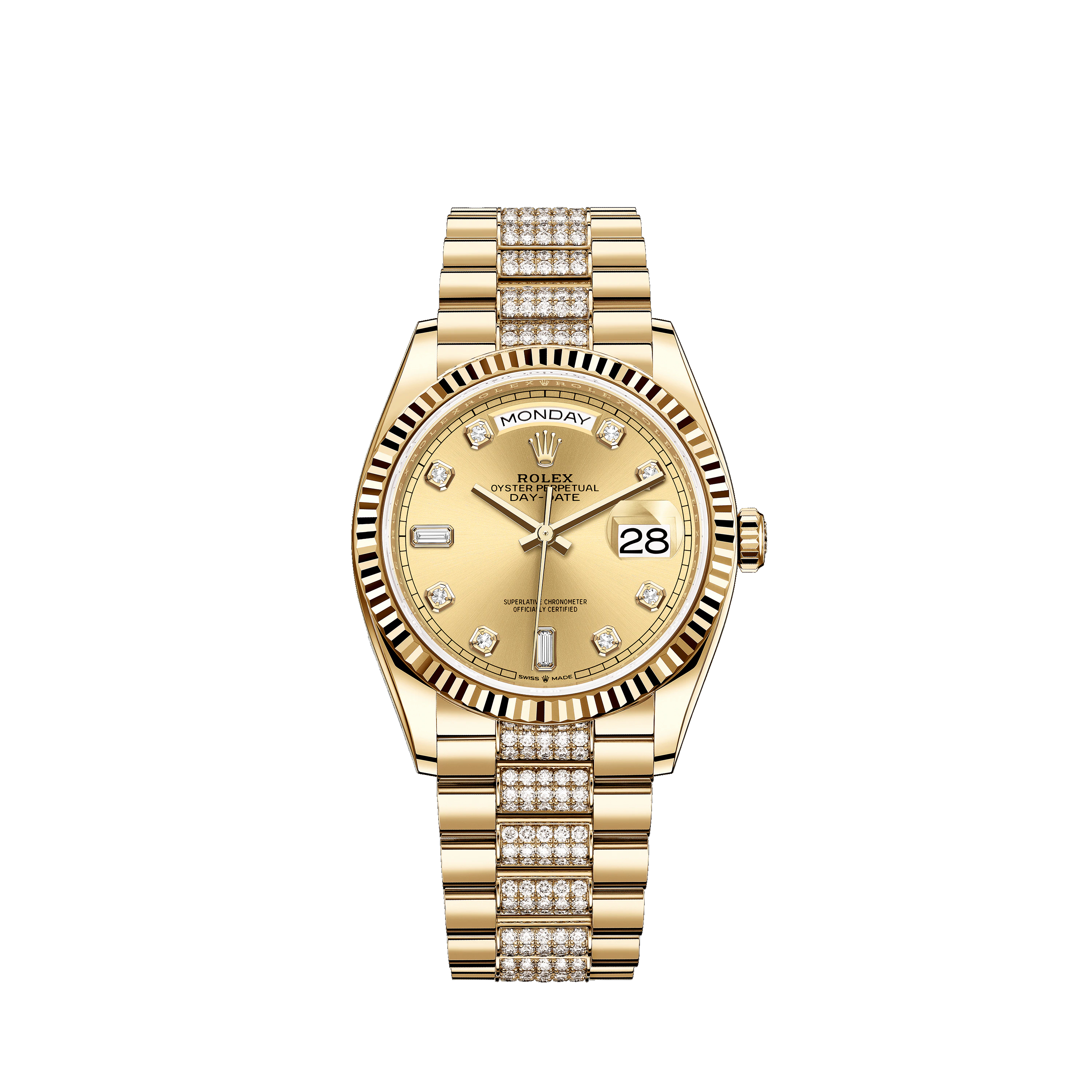 Day-Date 36 128238 Gold Watch (Champagne-Colour Set with Diamonds)