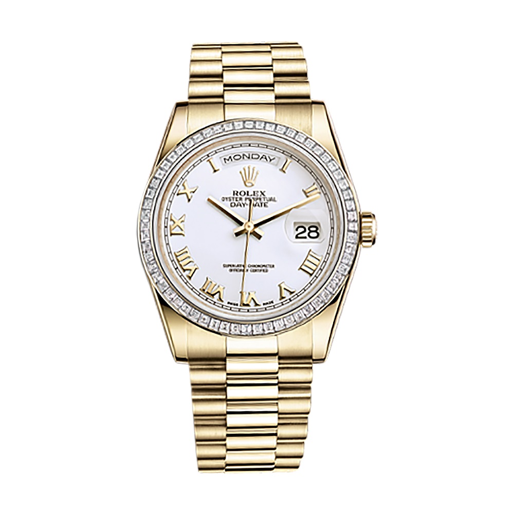 Day-Date 36 118398BR Gold Watch (White)