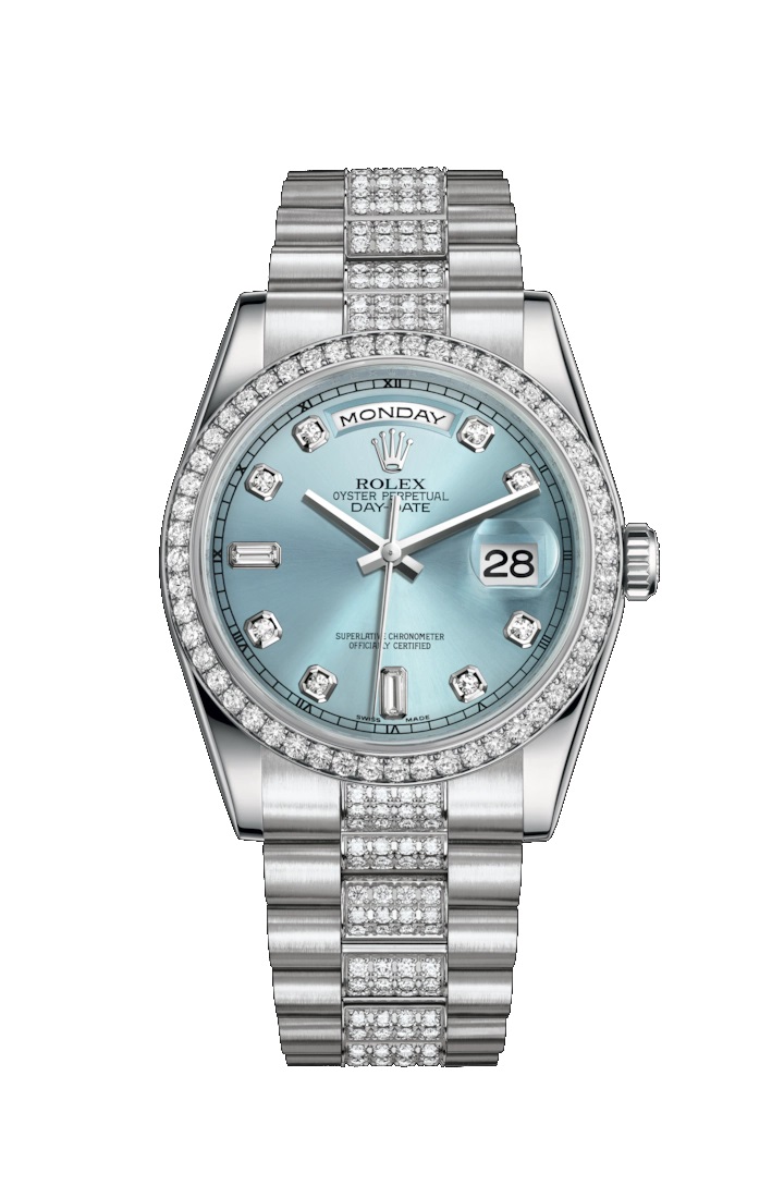 Day-Date 36 118346 Platinum & Diamonds Watch (Ice Blue Set with Diamonds)