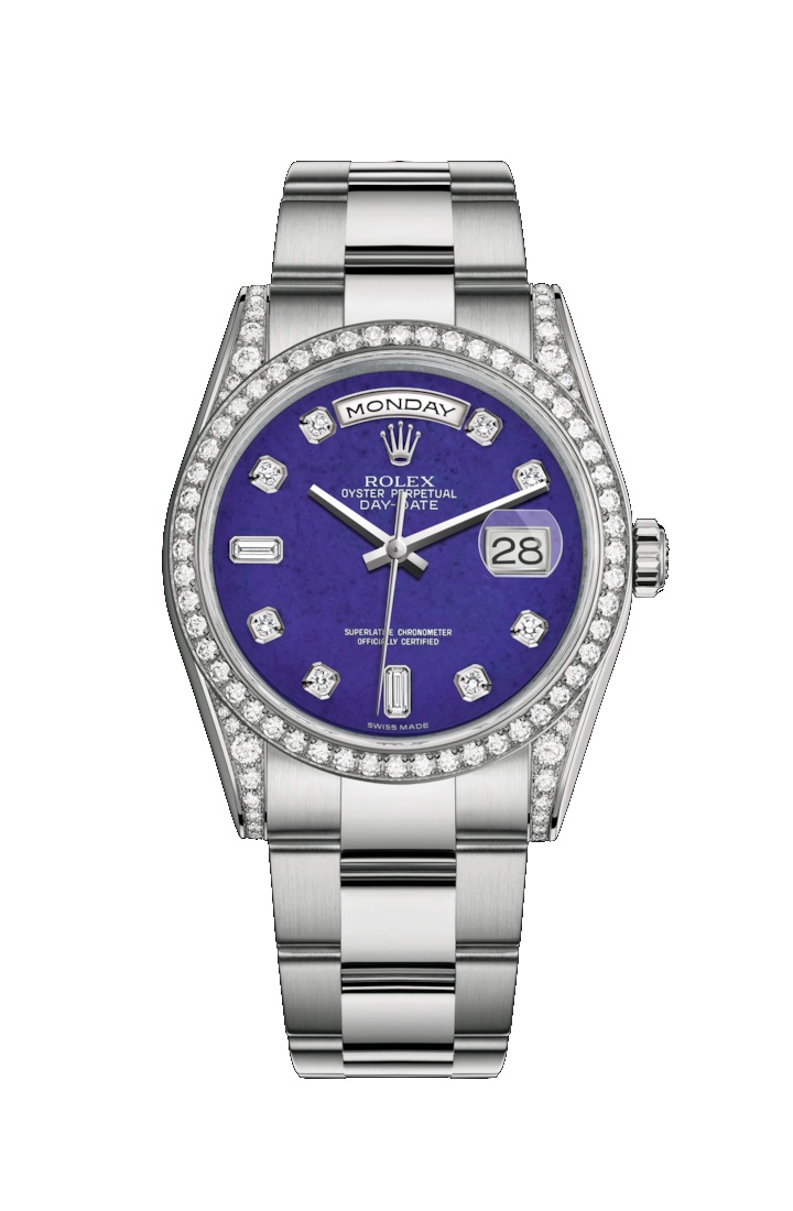 Day-Date 36 118389 White Gold & Diamonds Watch (Lapis Lazuli Set with Diamonds)