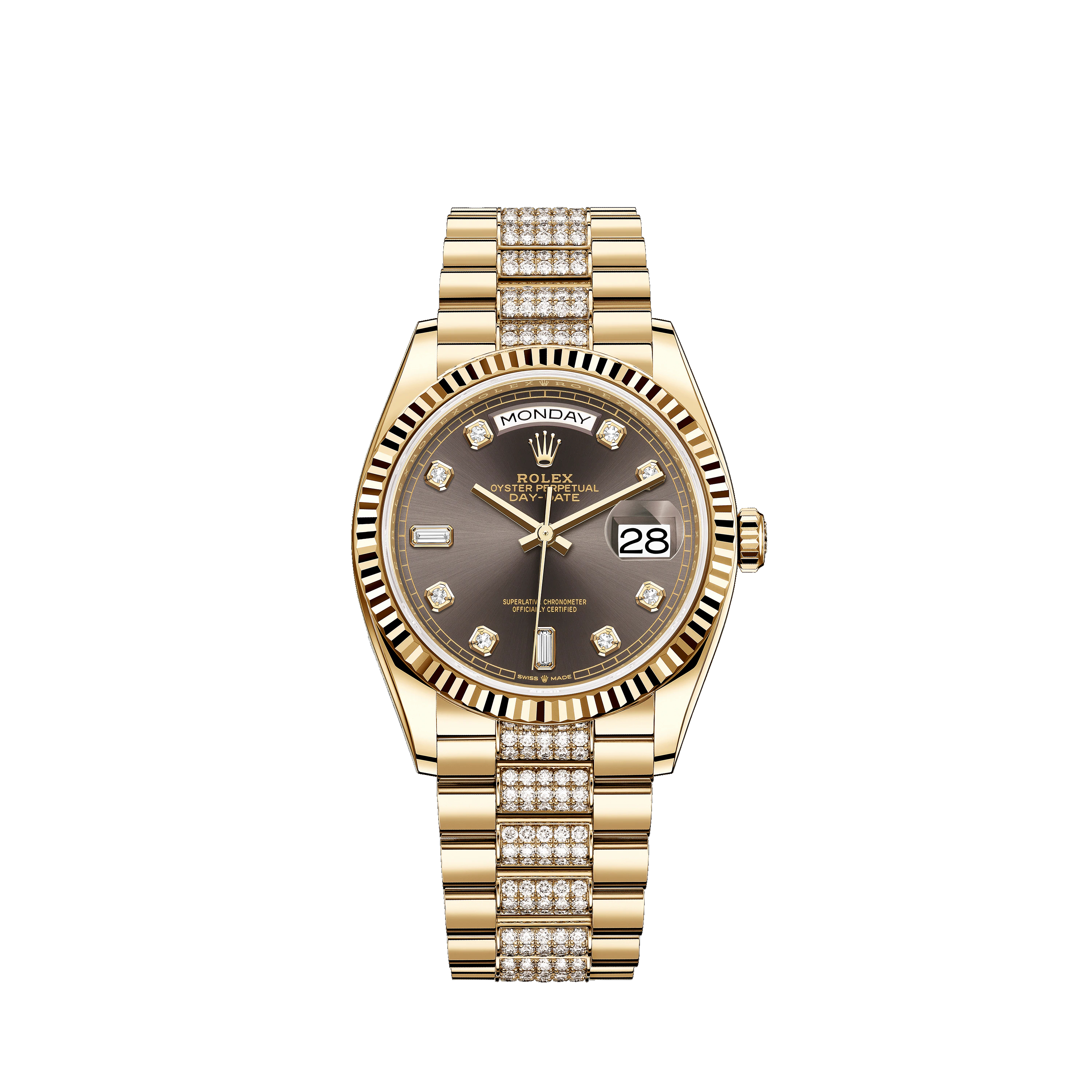 Day-Date 36 128238 Gold Watch (Dark Grey Set with Diamonds)