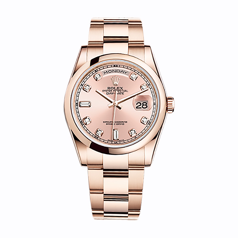 Day-Date 36 118205 Rose Gold Watch (Pink Set with Diamonds)