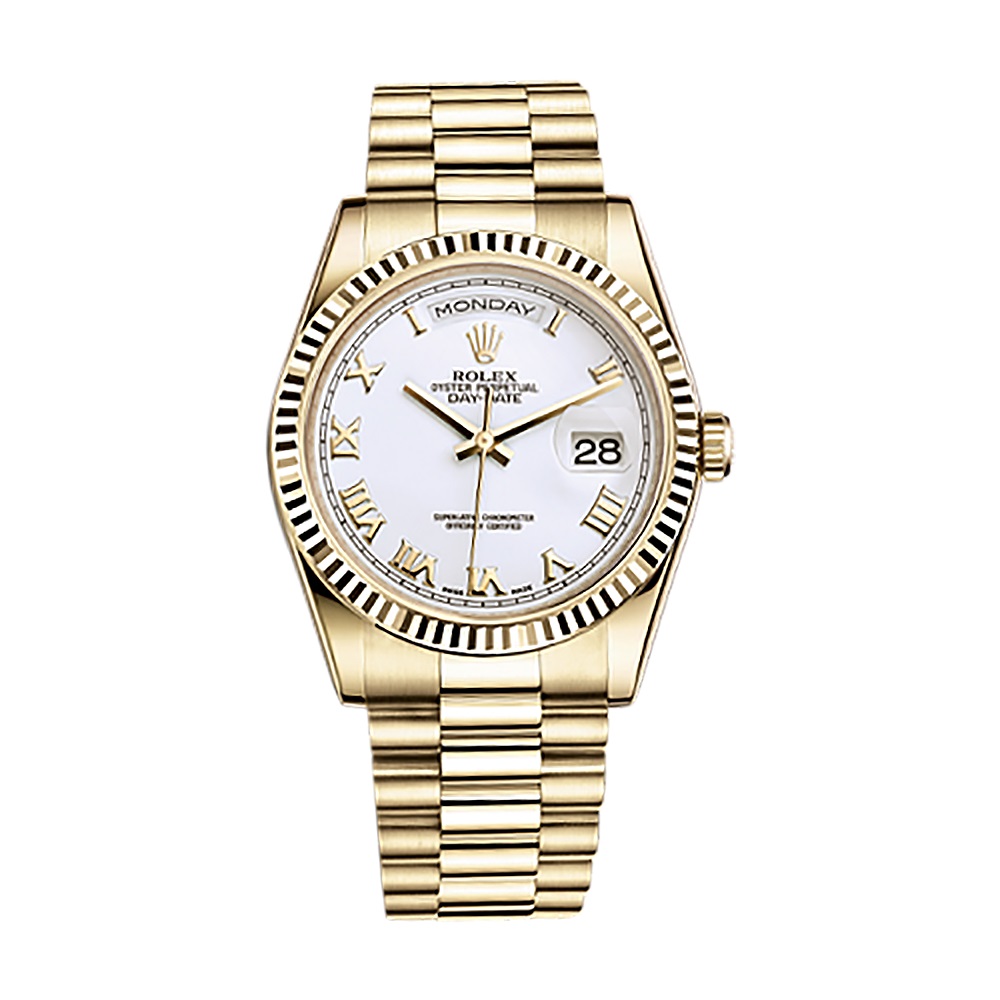 Day-Date 36 118238 Gold Watch (White)