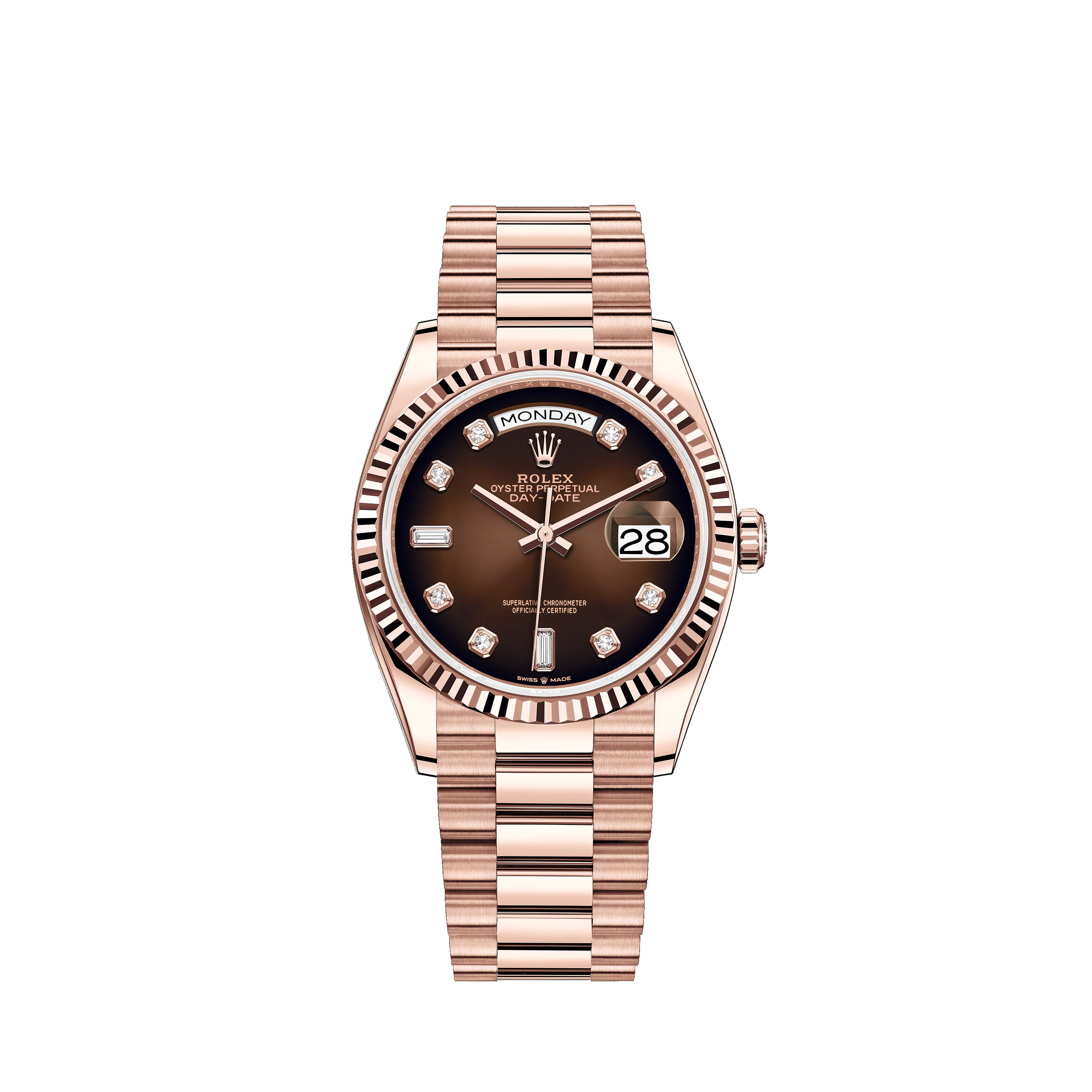 Day-Date 36 128235 Rose Gold Watch (Brown Ombre? Set with Diamonds)