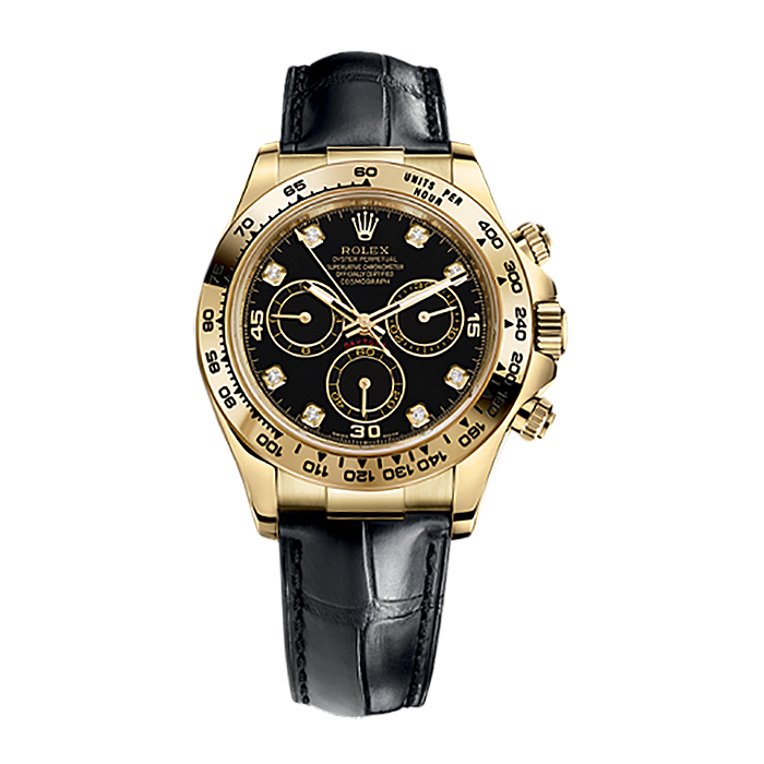 Cosmograph Daytona 116518 Gold Watch (Black Set with Diamonds)