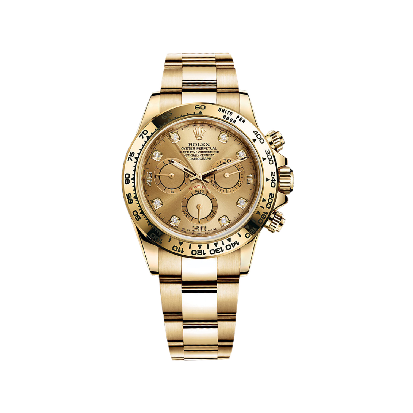 Cosmograph Daytona 116528 Gold Watch (Champagne Set with Diamonds)