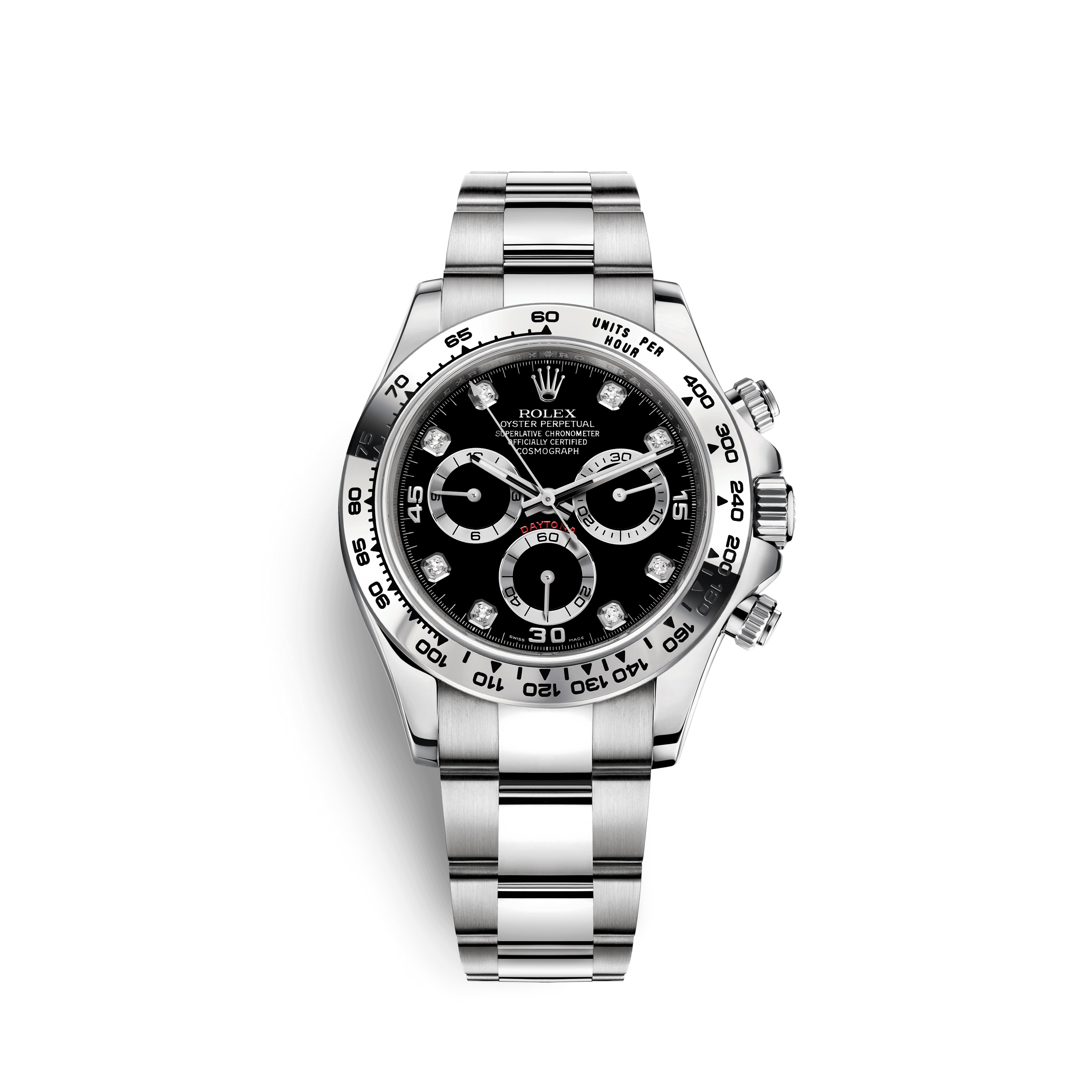 Cosmograph Daytona 116509 White Gold Watch (Black Set with Diamonds)