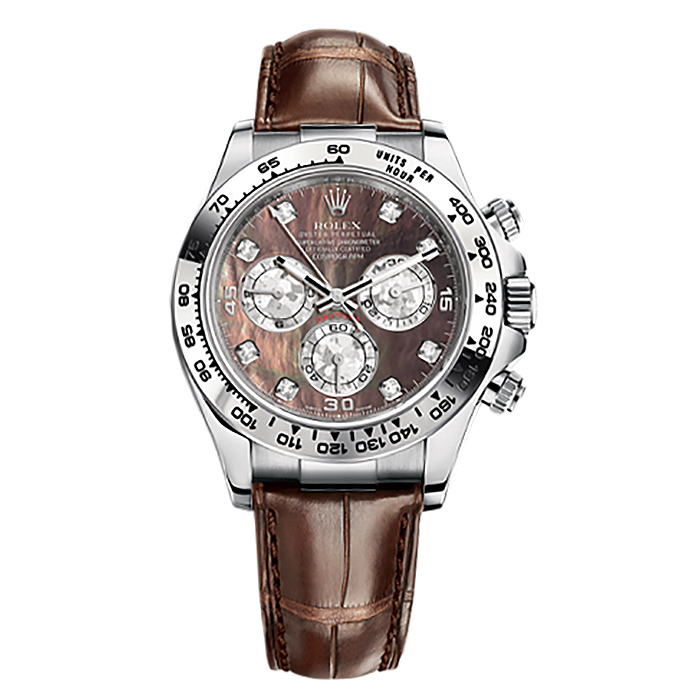 Cosmograph Daytona 116519 White Gold Watch (Black Mother-of-Pearl Set with Diamonds)