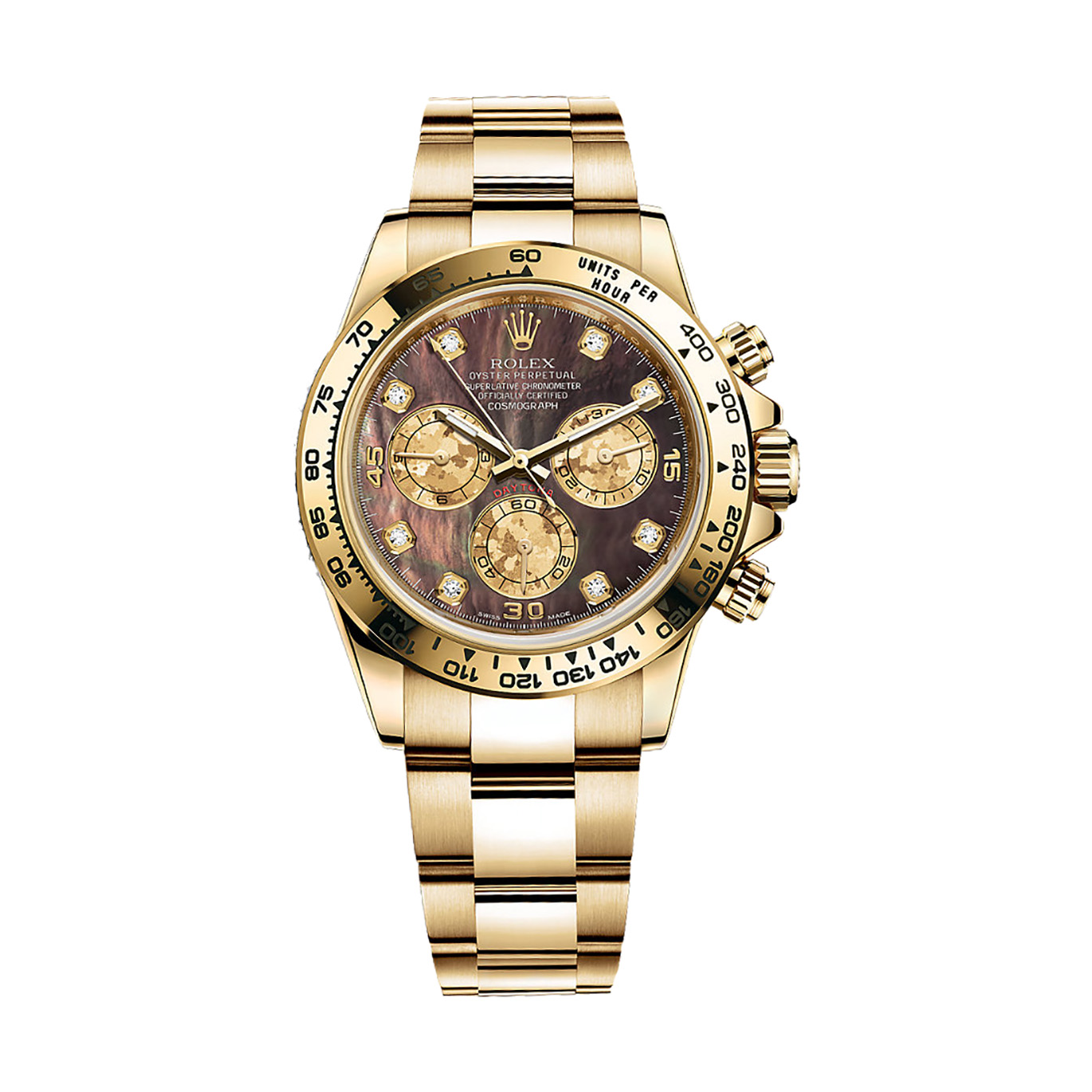 Cosmograph Daytona 116508 Gold Watch (Black Mother-Of-Pearl Set With Diamonds)