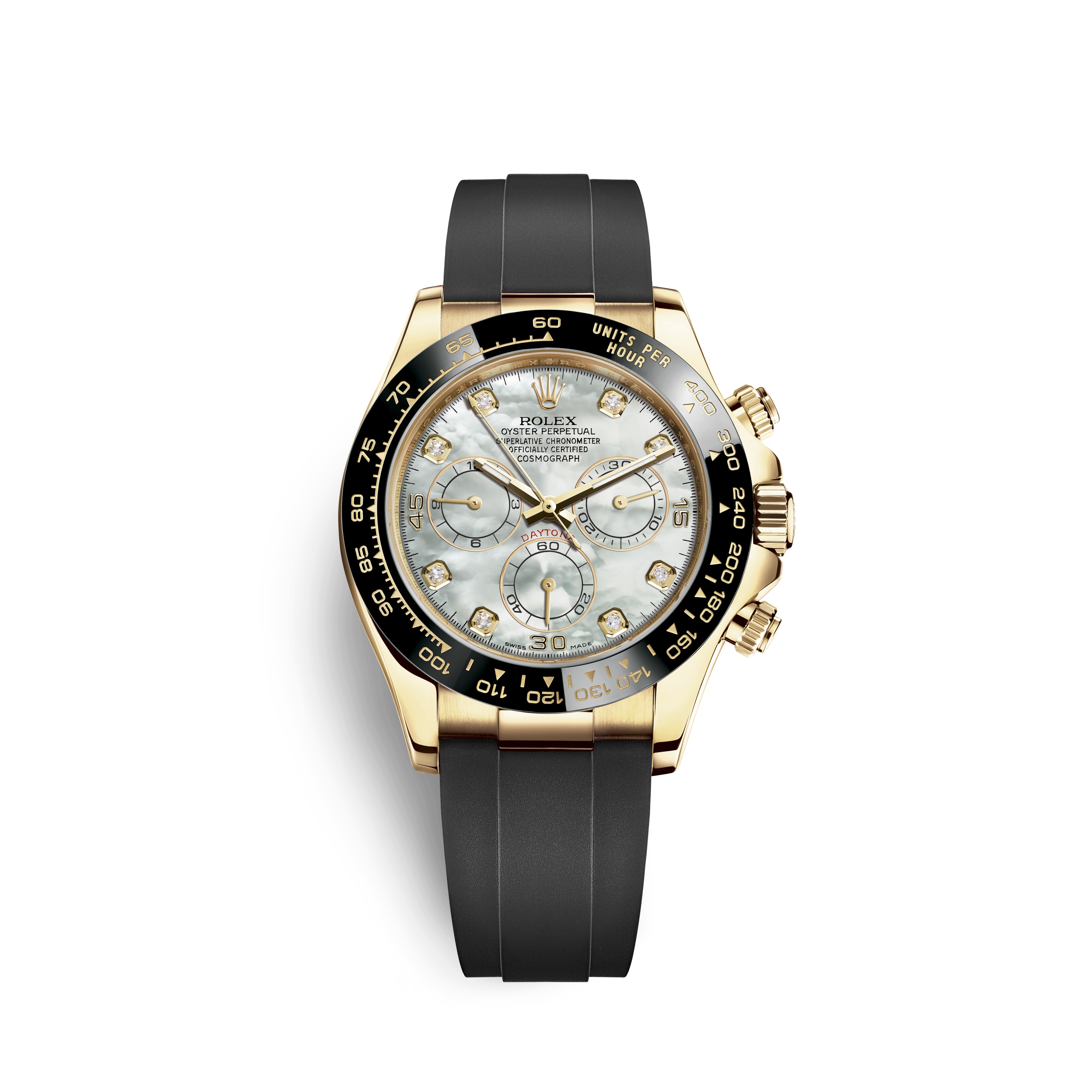Cosmograph Daytona 116518LN Gold Watch (White Mother-of-Pearl Set with Diamonds)