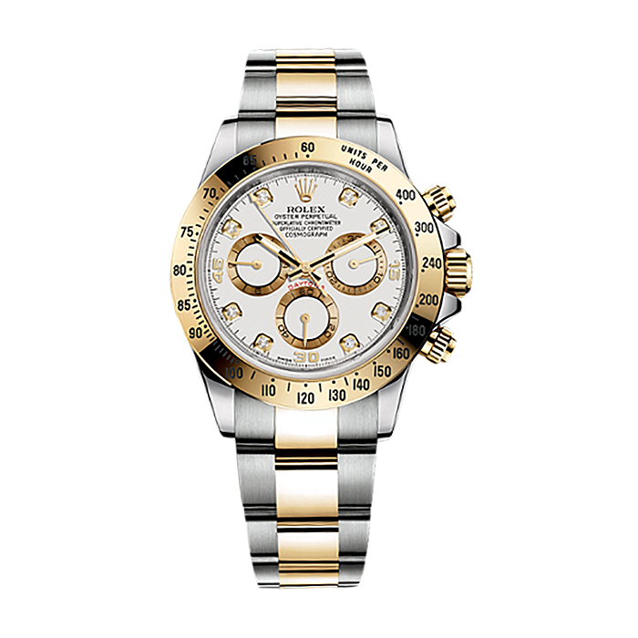 Cosmograph Daytona 116523 Gold & Stainless Steel Watch (White Set with Diamonds)