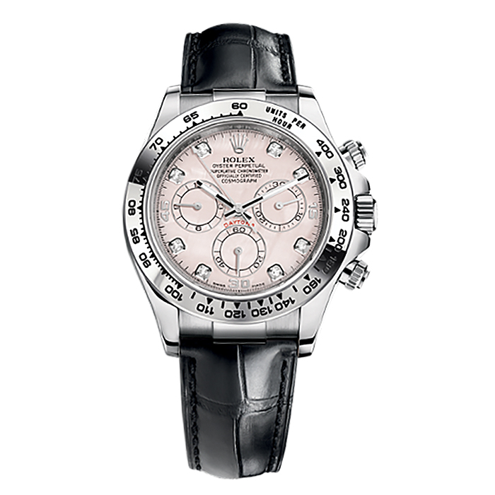 Cosmograph Daytona 116519 White Gold Watch (Pink Mother-of-Pearl Set with Diamonds)