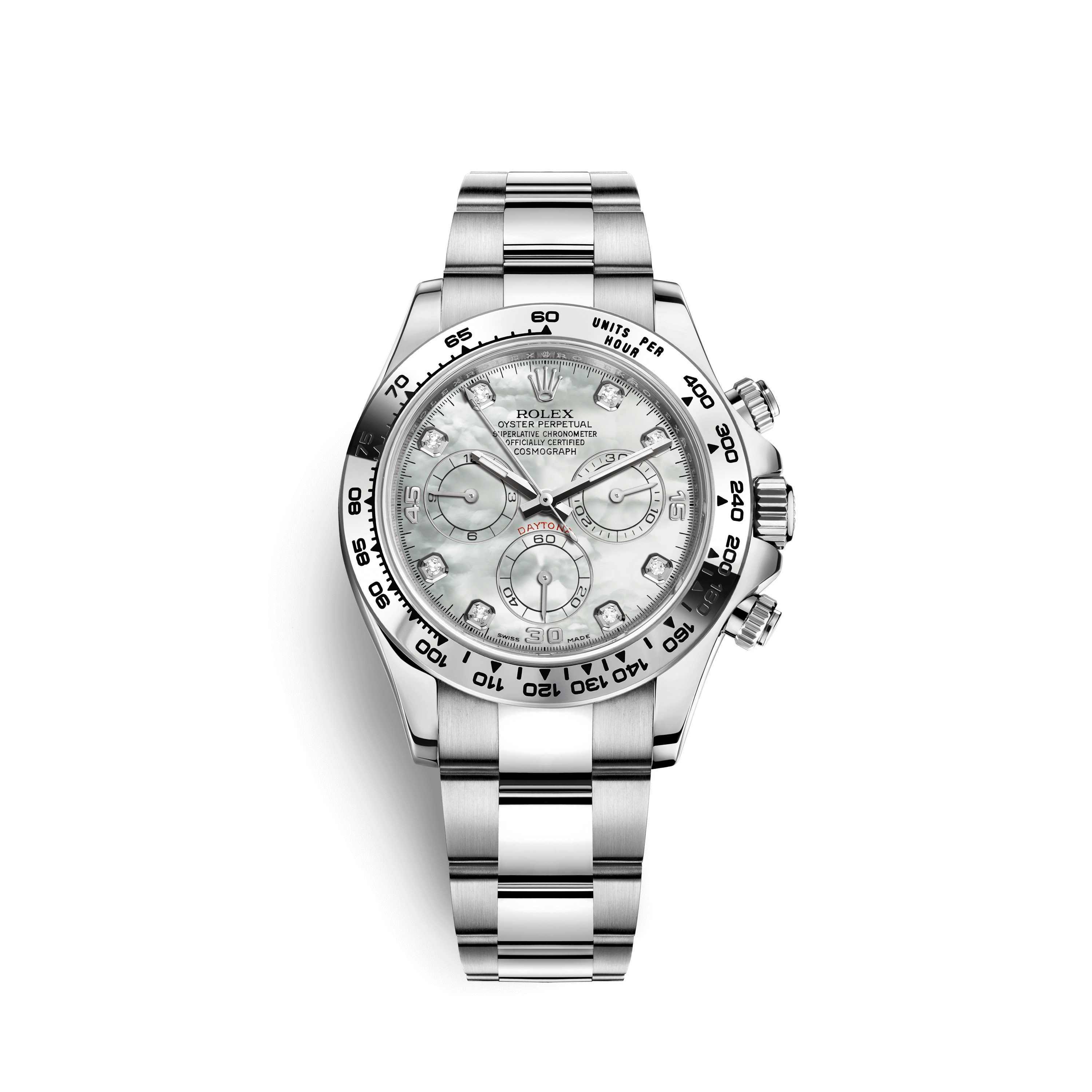 Cosmograph Daytona 116509 White Gold Watch (White Mother-of-Pearl Set with Diamonds)