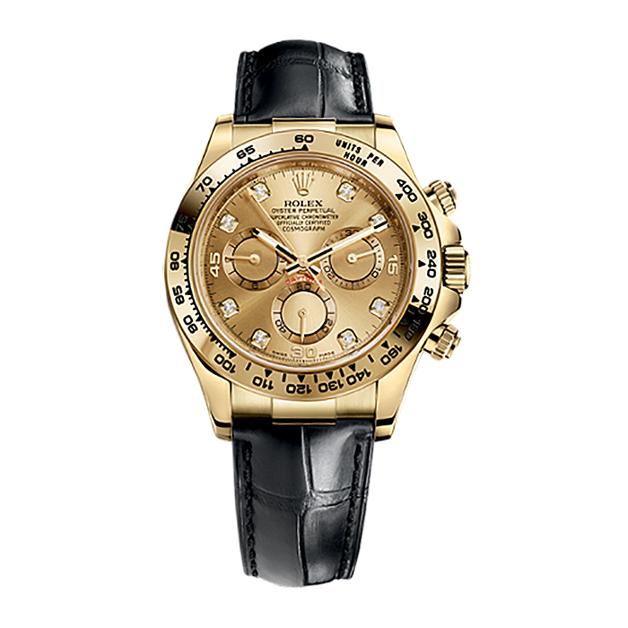 Cosmograph Daytona 116518 Gold Watch (Champagne Set with Diamonds)
