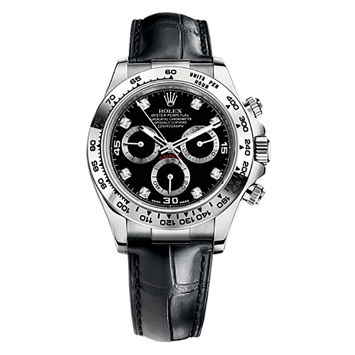 Cosmograph Daytona 116519 White Gold Watch (Black Set with Diamonds)