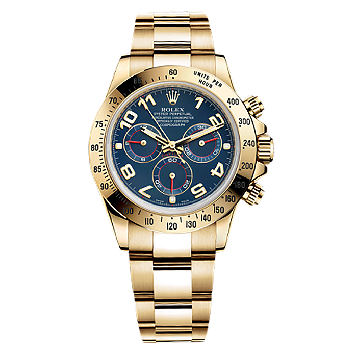 Cosmograph Daytona 116528 Gold Watch (Blue)