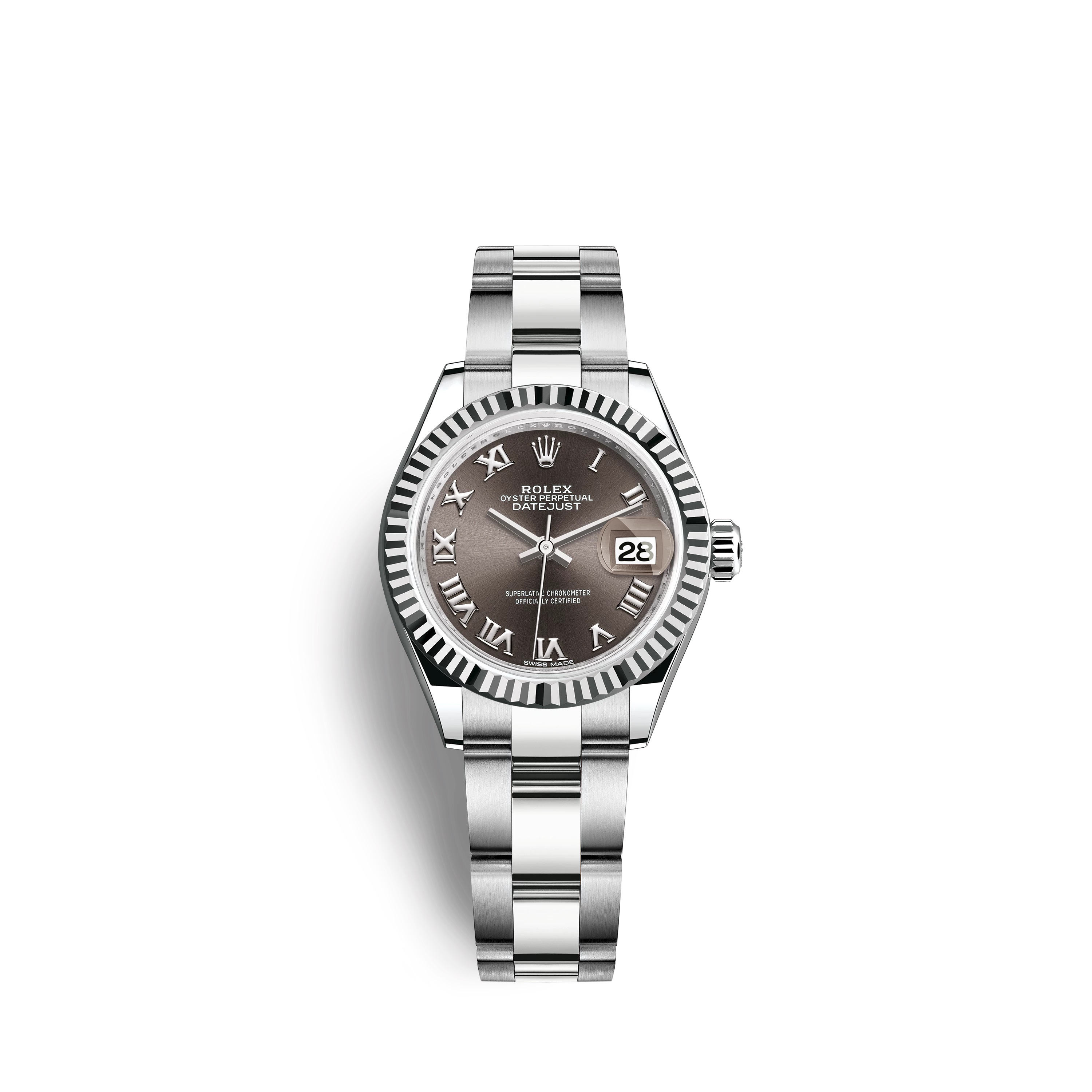 Lady-Datejust 28 279174 White Gold & Stainless Steel Watch (Dark grey)