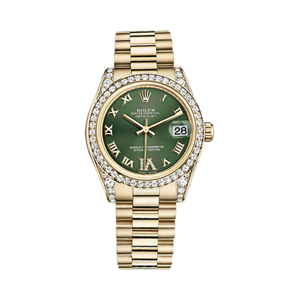 Datejust 31 178158 Gold & Diamonds Watch (Olive Green Set with Diamonds)
