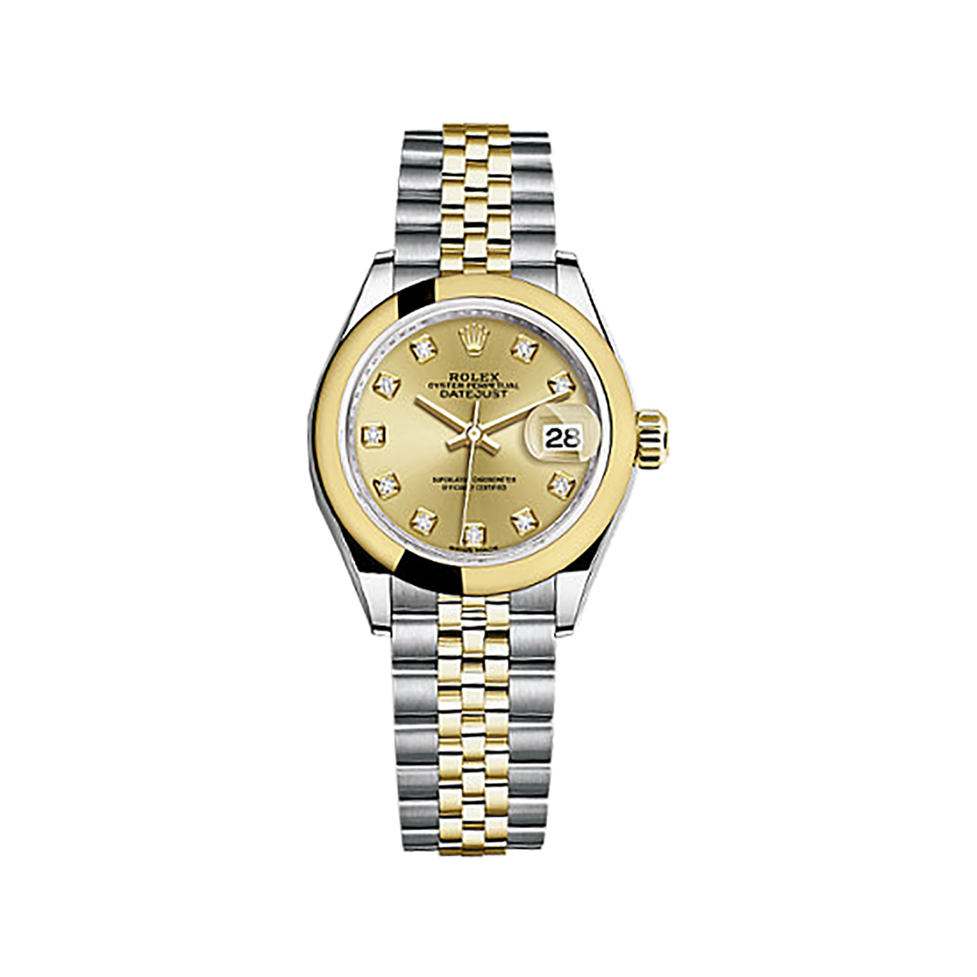 Lady-Datejust 28 279163 Gold & Stainless Steel Watch (Champagne Set with Diamonds)