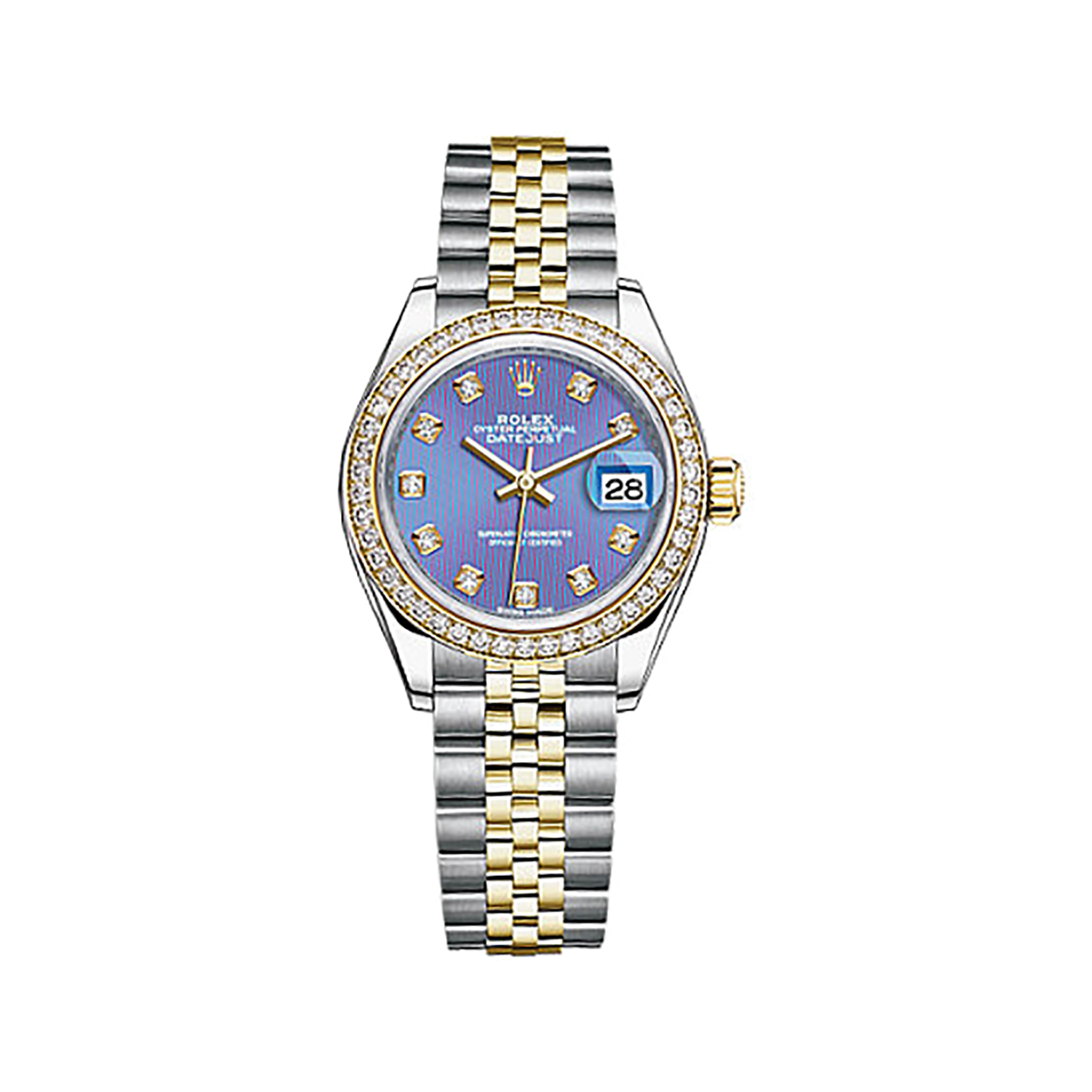 Lady-Datejust 28 279383RBR Gold & Stainless Steel & Diamonds Watch (Lavender Set with Diamonds)