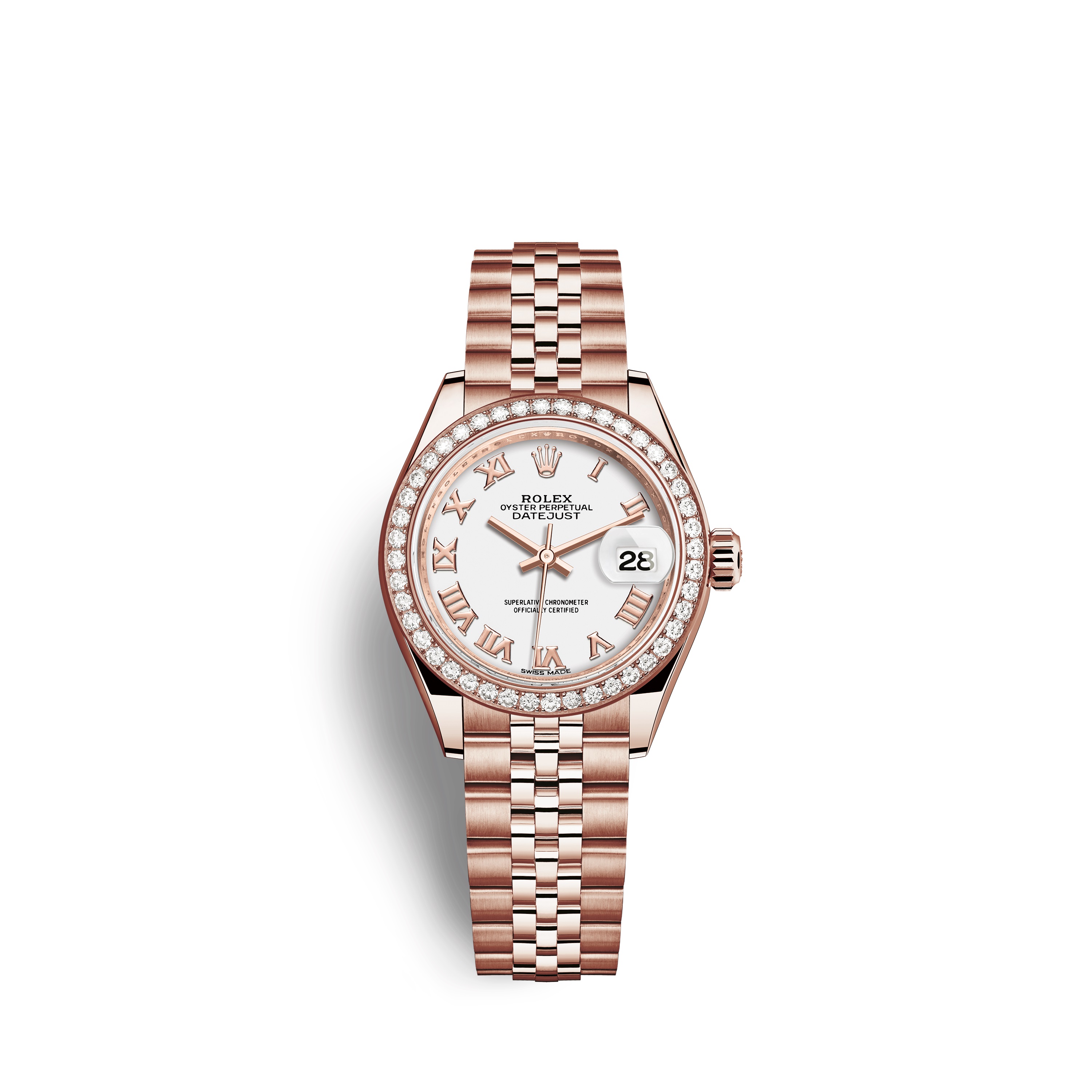 Lady-Datejust 28 279135RBR Rose Gold & Diamonds Watch (White)