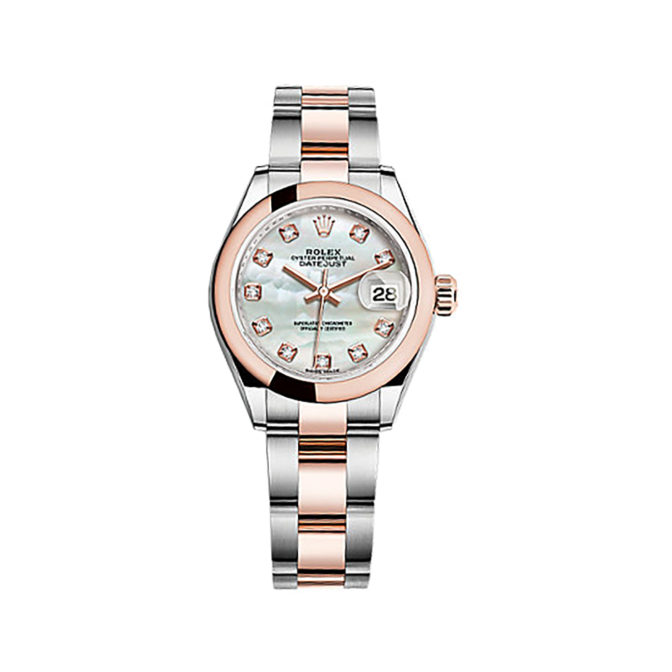 Lady-Datejust 28 279161 Rose Gold & Stainless Steel Watch (White Mother-of-pearl Set with Diamonds)