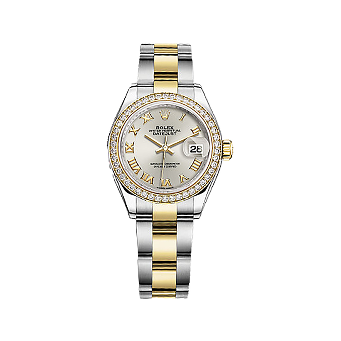 Lady-Datejust 28 279383RBR Gold & Stainless Steel & Diamonds Watch (Silver)