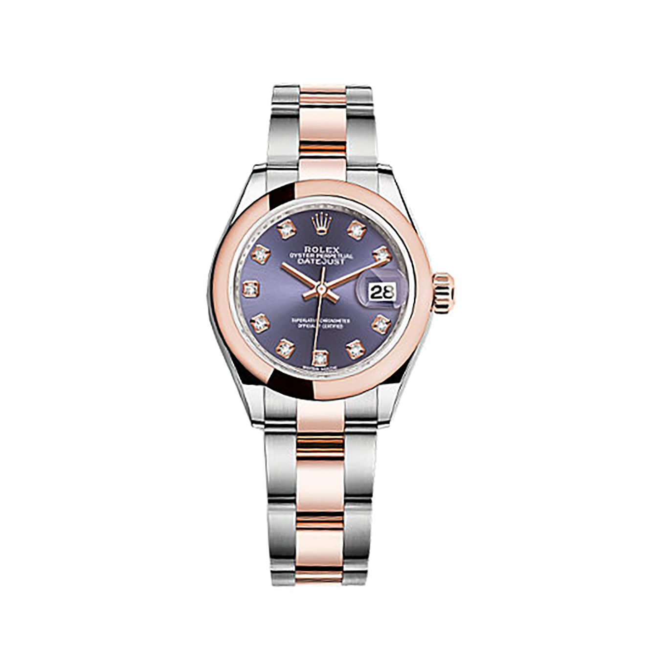 Lady-Datejust 28 279161 Rose Gold & Stainless Steel Watch (Aubergine Set with Diamonds)