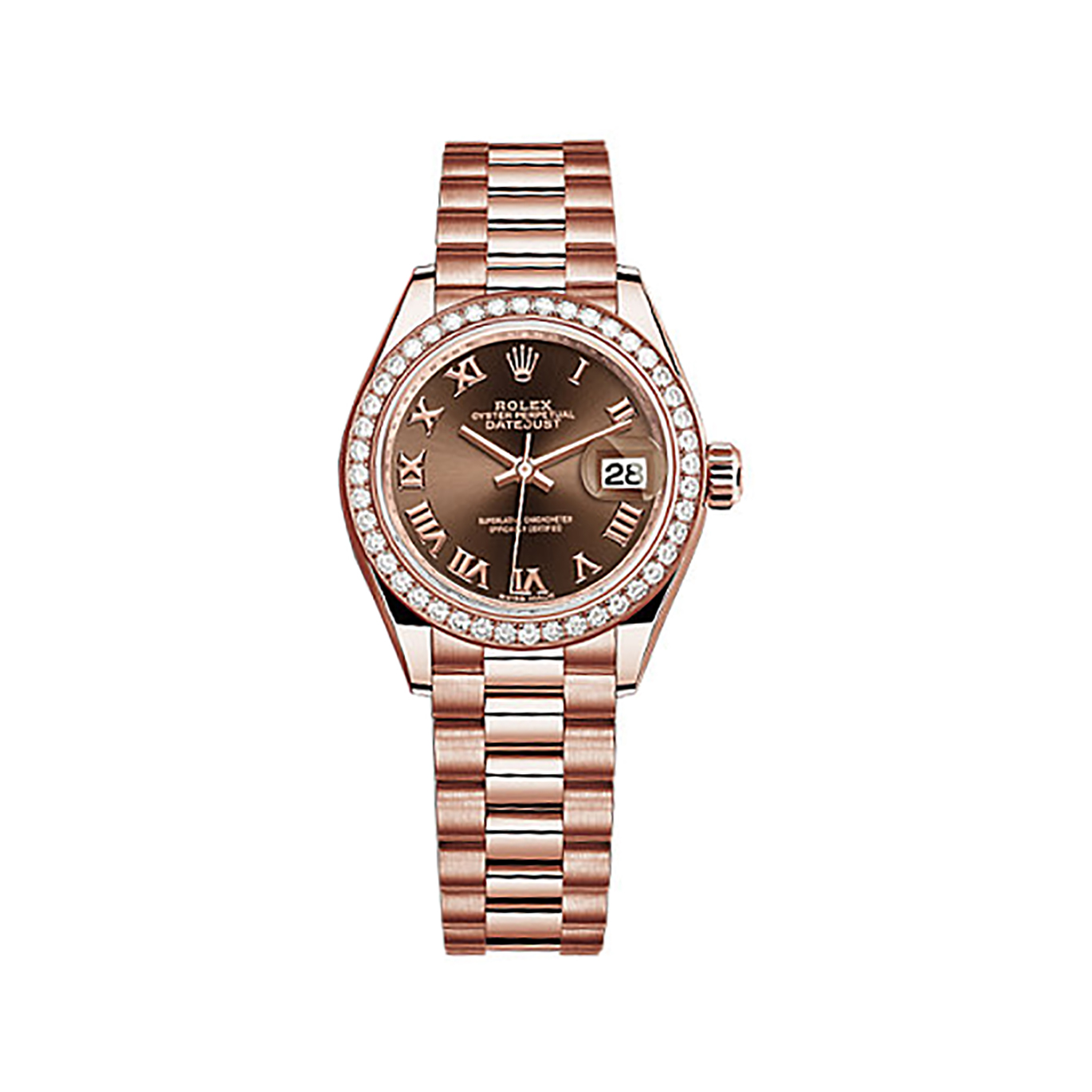 Lady-Datejust 28 279135RBR Rose Gold & Diamonds Watch (Chocolate)