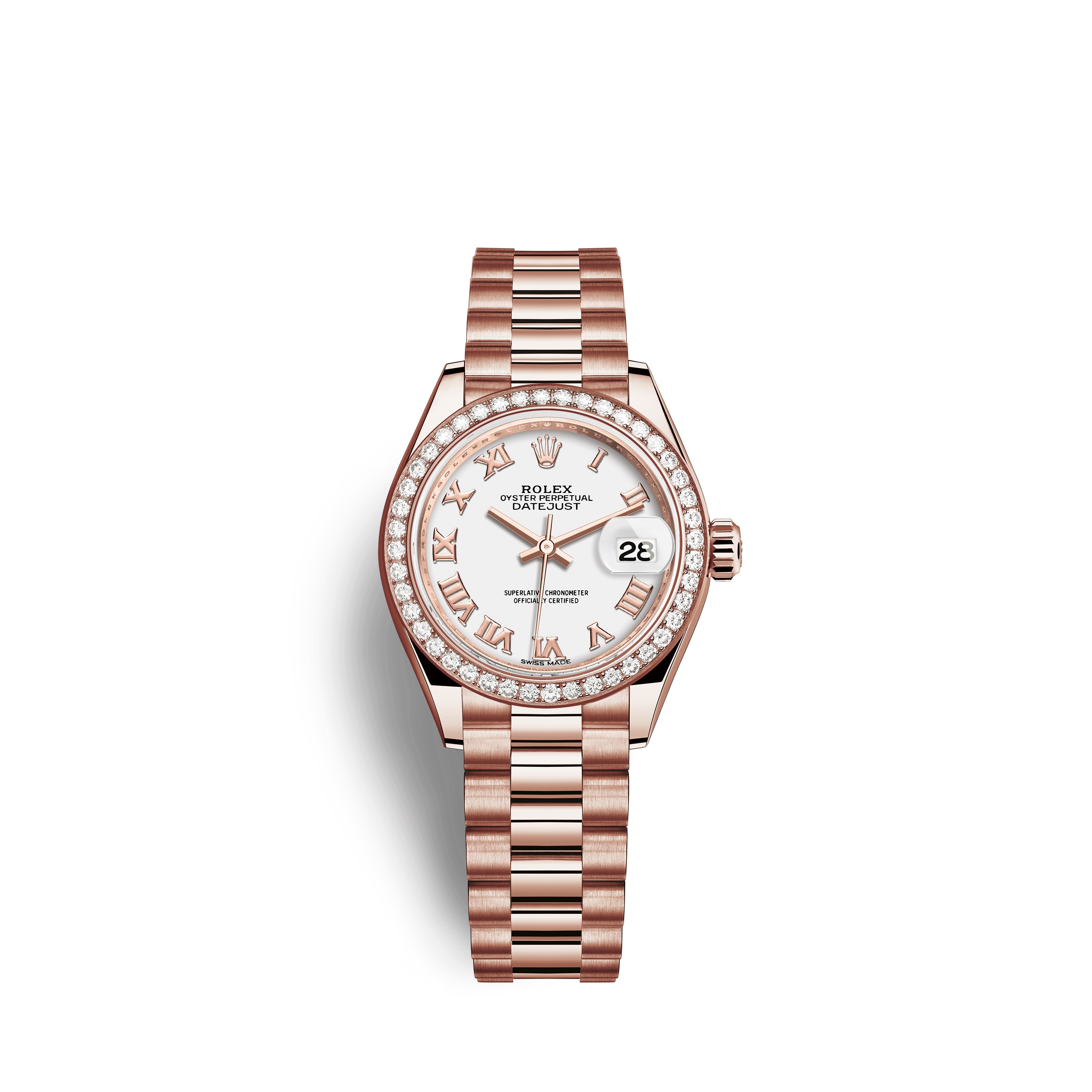 Lady-Datejust 28 279135RBR Rose Gold & Diamonds Watch (White)