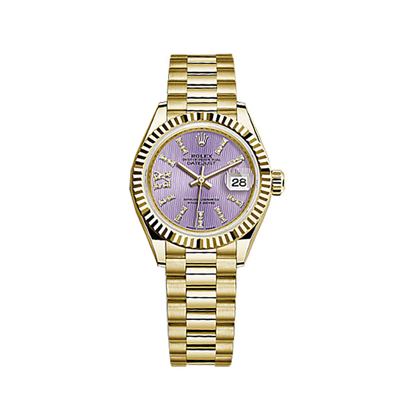 Lady-Datejust 28 279178 Gold Watch (Lilac Set with Diamonds)