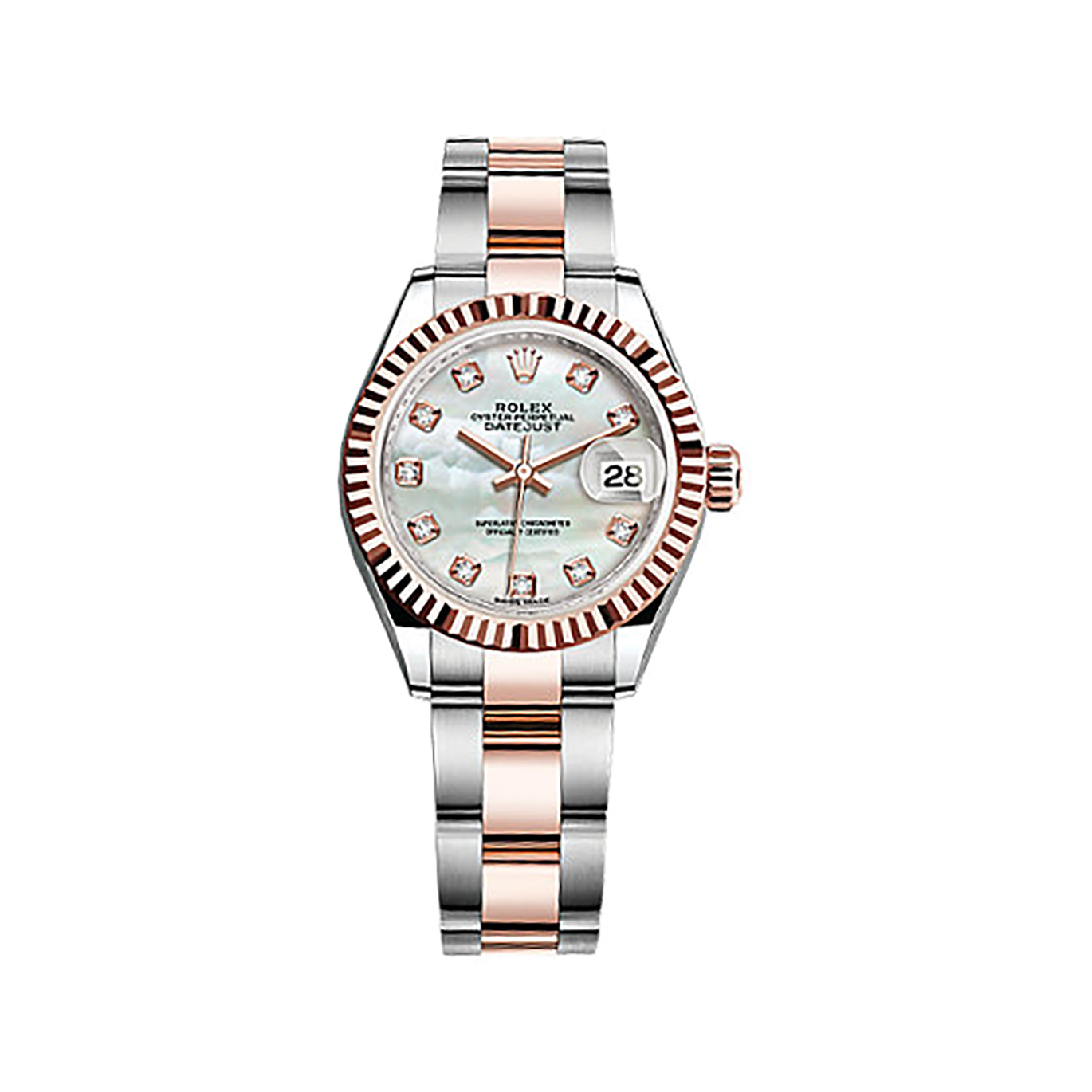 Lady-Datejust 28 279171 Rose Gold & Stainless Steel Watch (White Mother-of-pearl Set with Diamonds)