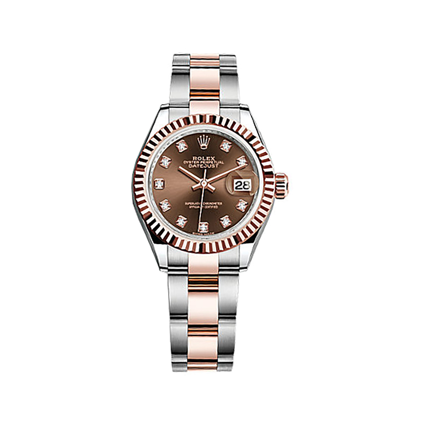 Lady-Datejust 28 279171 Rose Gold & Stainless Steel Watch (Chocolate Set with Diamonds)