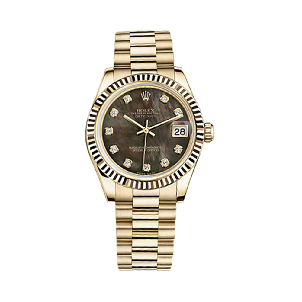 Datejust 31 178278 Gold Watch (Black Mother-of-Pearl Set with Diamonds)