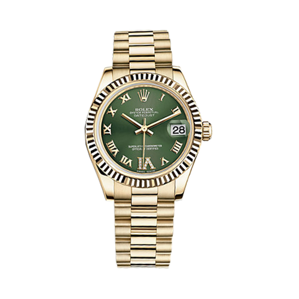 Datejust 31 178278 Gold Watch (Olive Dreen Set with Diamonds)