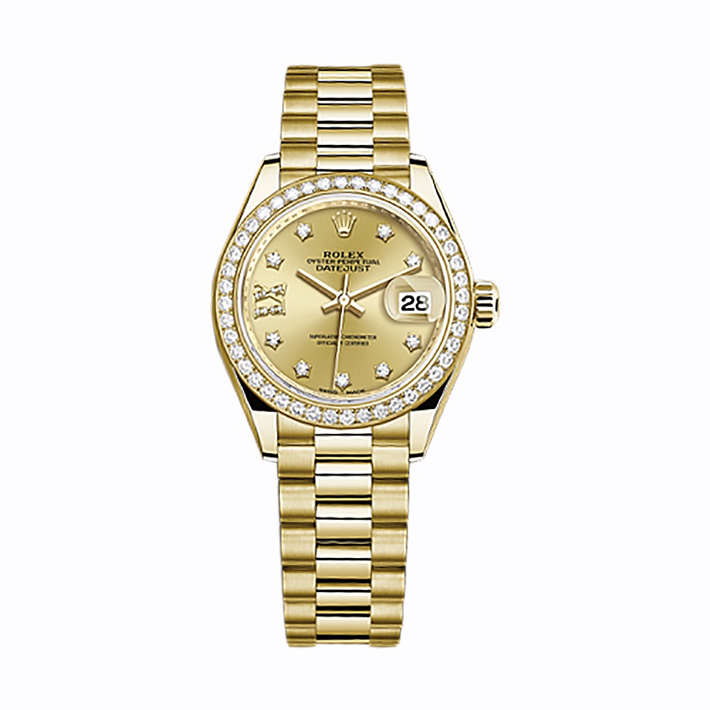 Lady-Datejust 28 279138RBR Gold Watch (Champagne Set with Diamonds)