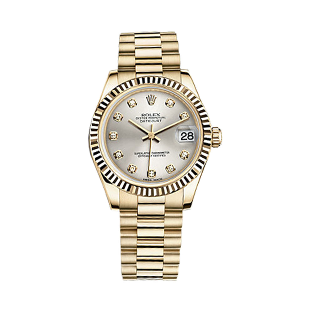 Datejust 31 178278 Gold Watch (Silver Set with Diamonds)