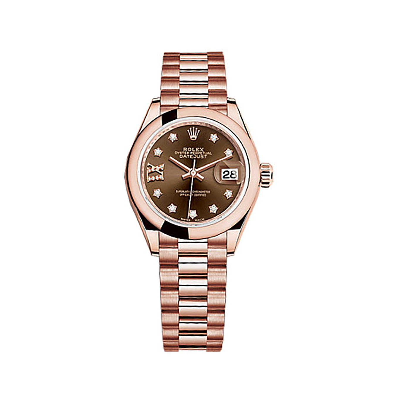 Lady-Datejust 28 279165 Rose Gold Watch (Chocolate Set with Diamonds)
