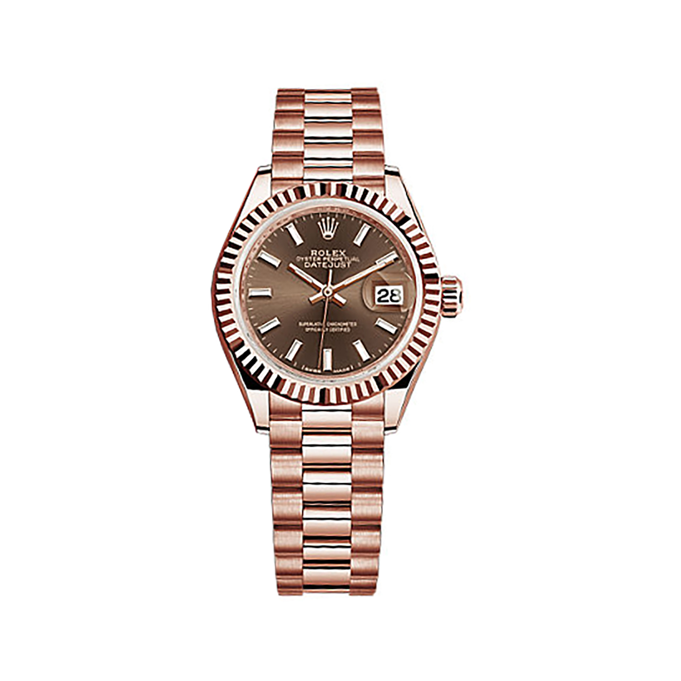Lady-Datejust 28 279175 Rose Gold Watch (Chocolate) - Click Image to Close