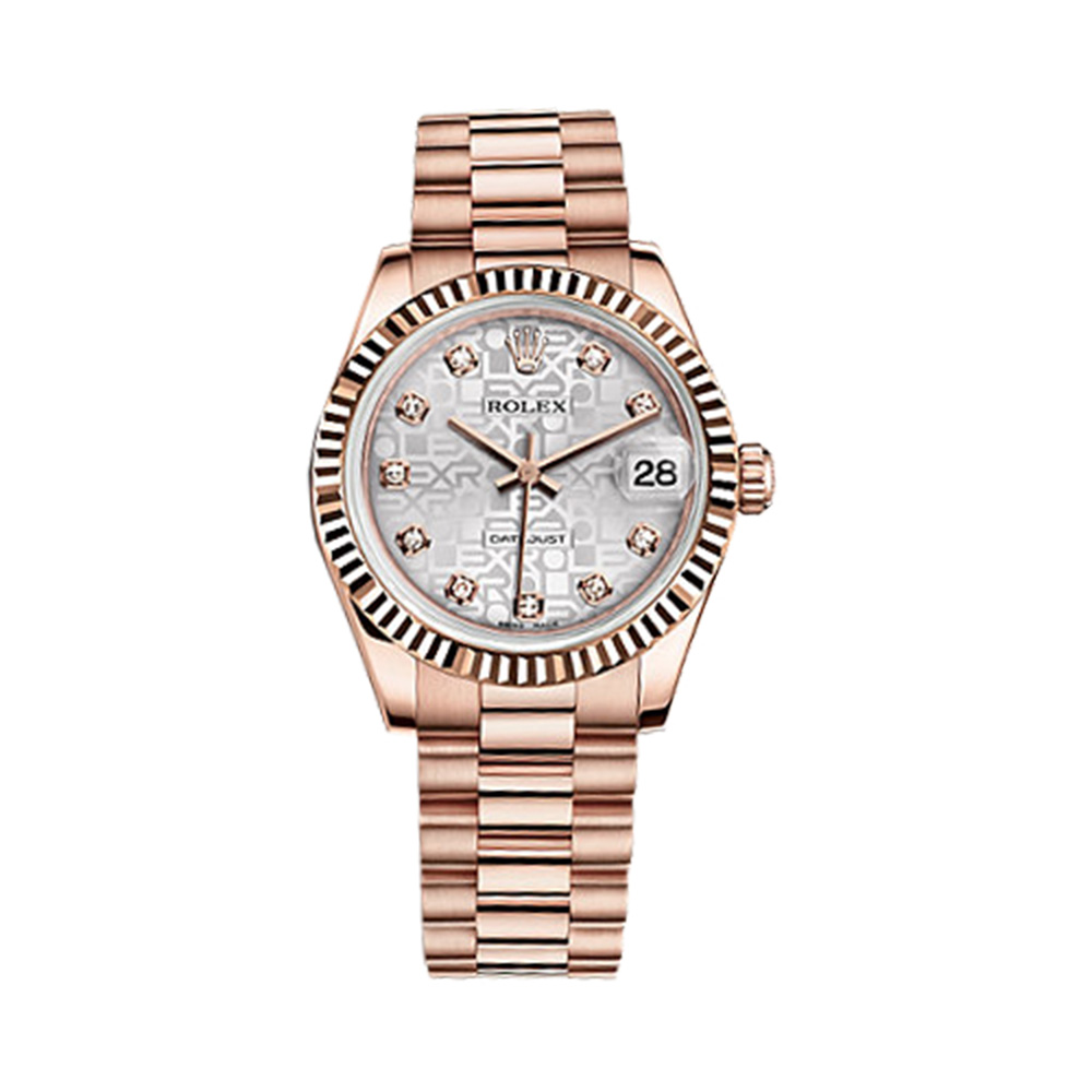 Datejust 31 178275f Rose Gold Watch (Silver Jubilee Design Set with Diamonds)