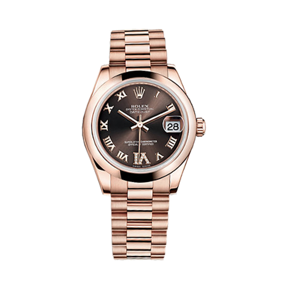 Datejust 31 178245f Rose Gold Watch (Chocolate Set with Diamonds)